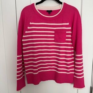 Talbots Pink and White Striped Crew Neck Sweater